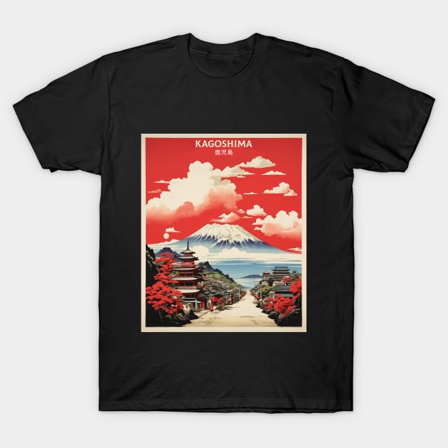 Kagoshima Japan Travel Vintage Tourism Poster T-Shirt by TravelersGems